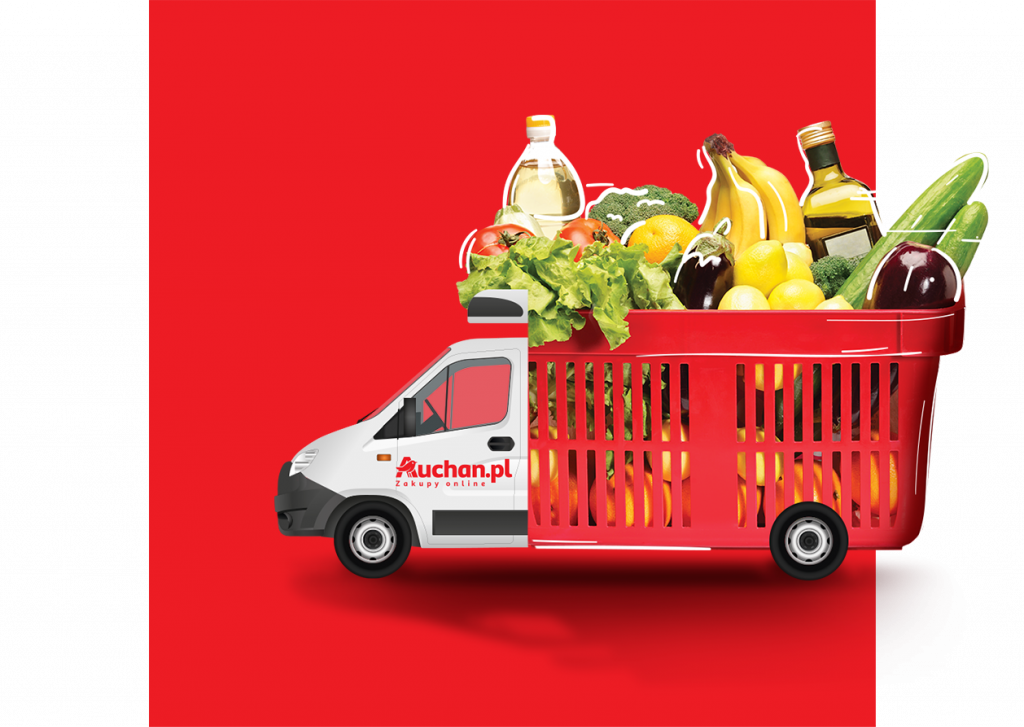 Subko&co client, Auchan.pl, home delivery campaign - shopping basket as a truck