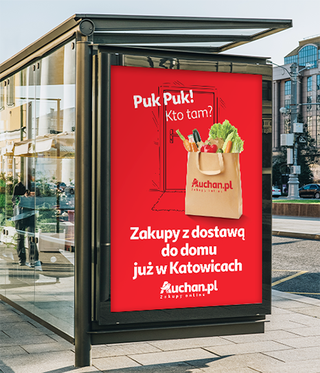 Example of Subko&co client outdoor campaign outdoor campaign on a bus stop in Katowice